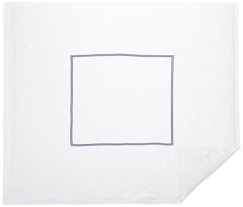 BedDecor Luxury Soft Brushed 400-Thread-Count Egyptian Cotton Embroidered Duvet Cover Set with Beautiful 2-Stripe Embroidery - - Full/Queen - White/Navy - Image 3